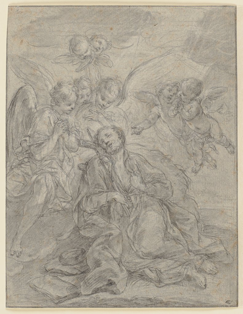 Sterbender Heiliger Franziskus von Engeln umgeben, François Perrier;   ?