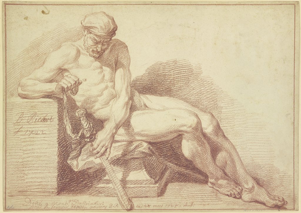 Academy study: Seated nude with a sword, Bernard Picart