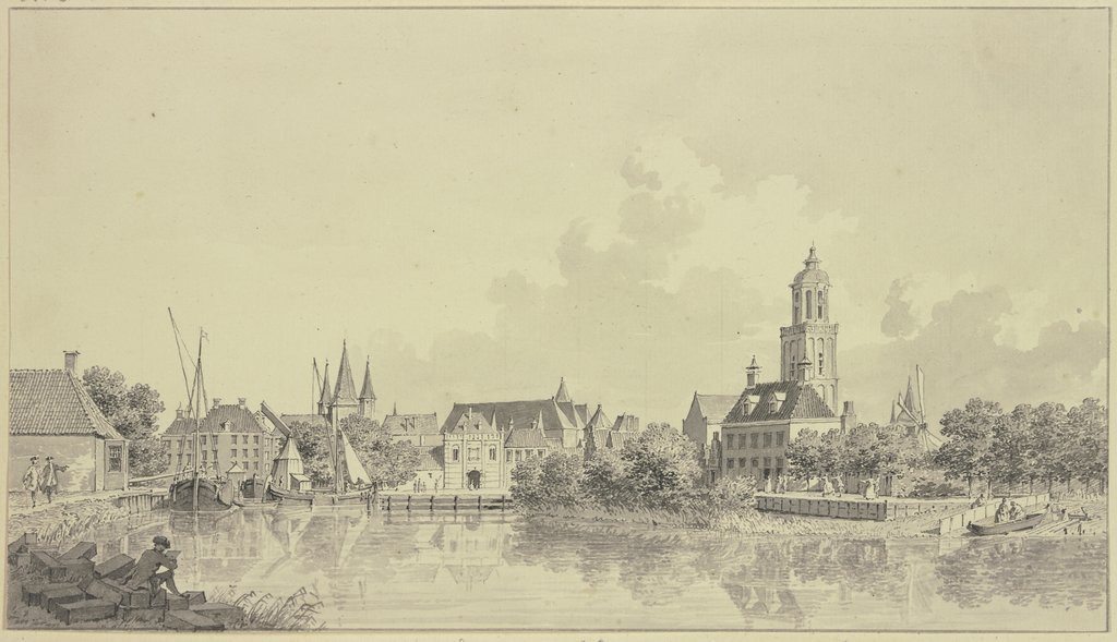 View of the port Zwolle, Cornelis Pronk