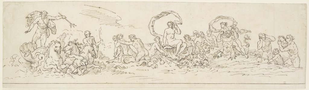 Triumphzug des Neptun, mit Meeresgöttern und Nereiden auf Delphinen, Raymond La Fage