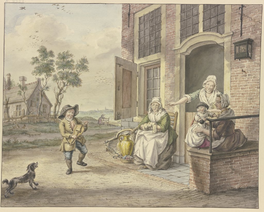 Savoyardenknabe vor einem Hause tanzend, Maria Margaretha la Fargue