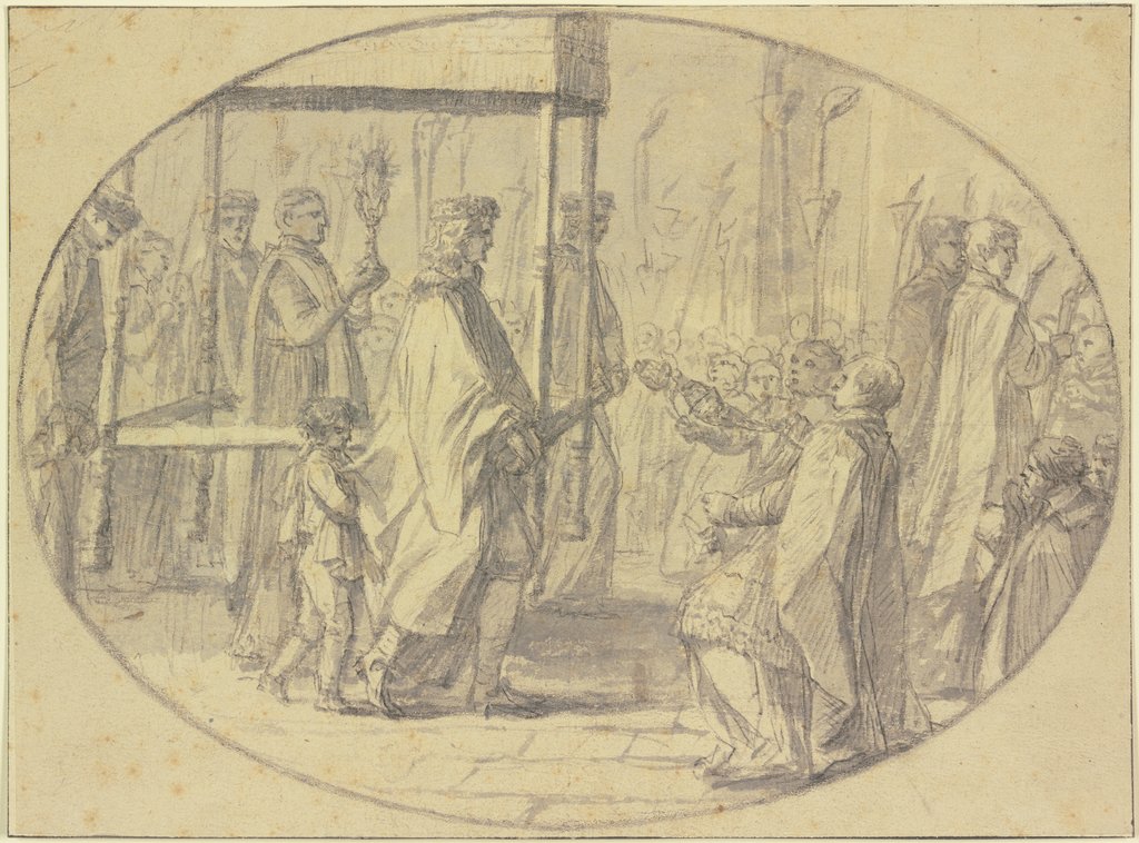 Prozession, die Monstranz unter einem Baldachin getragen, Laurent de La Hire