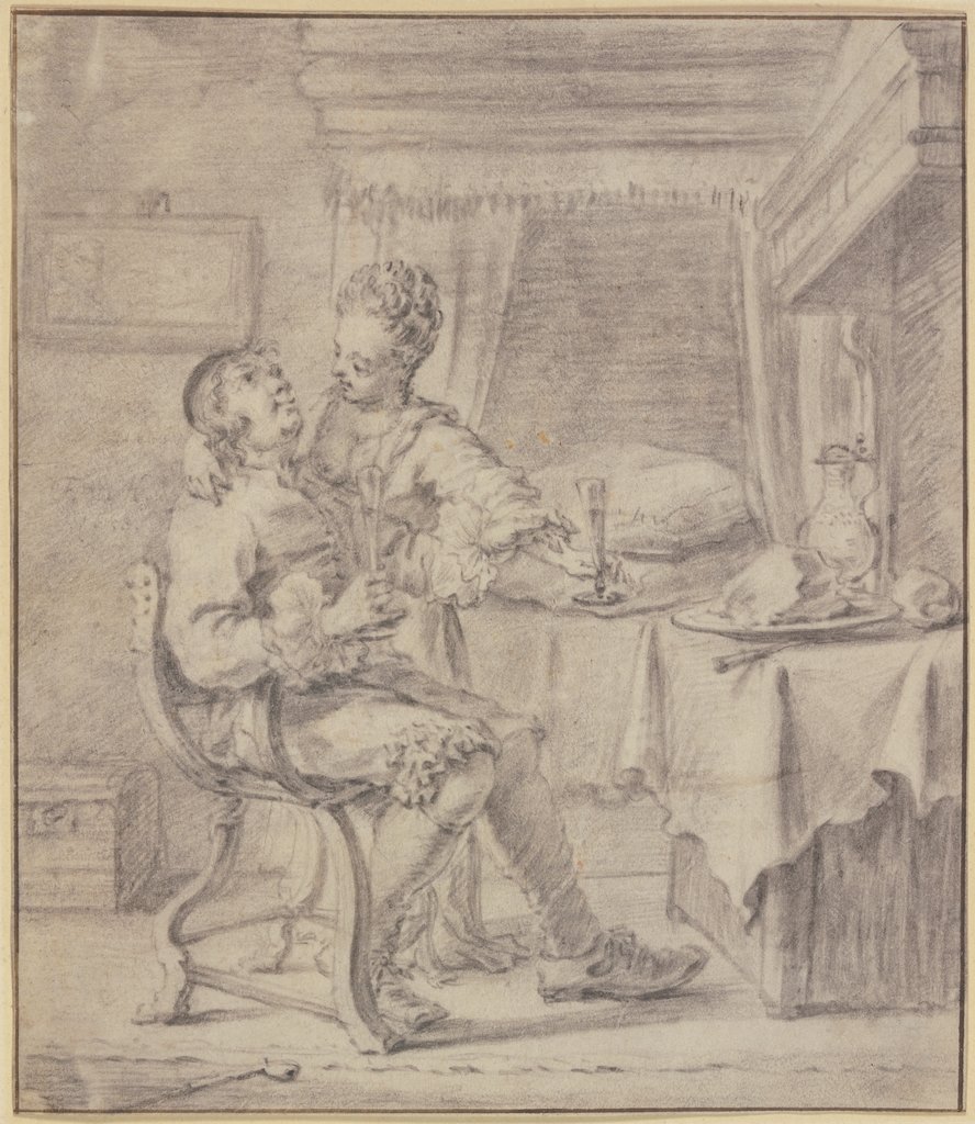 Lovers at supper, Frans van Mieris the Elder