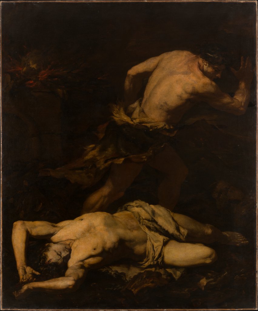 Kain flüchtet nach der Ermordung seines Bruders Abel, Giovanni Battista Langetti