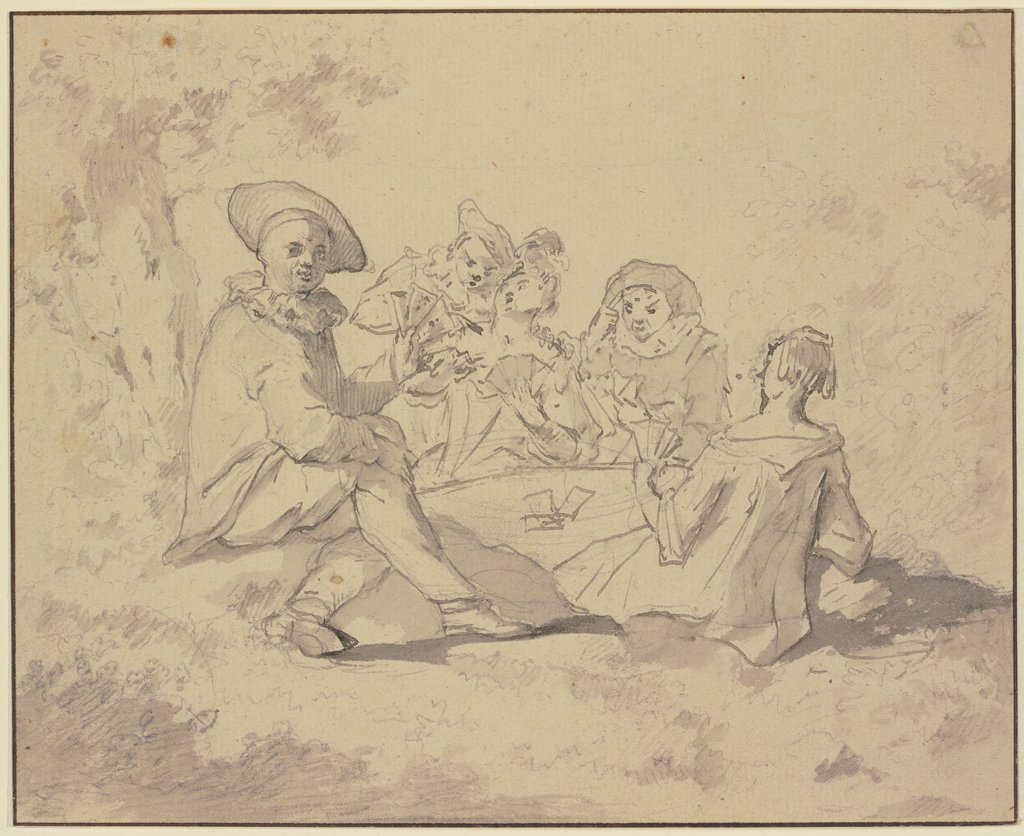 Kartenspielpartie im Freien, French, 18th century