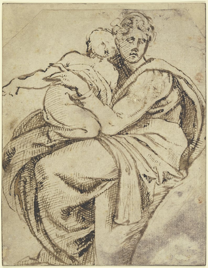 Frau aus der Serubbabel-Lünette, Unknown, 16th century, after Michelangelo Buonarroti