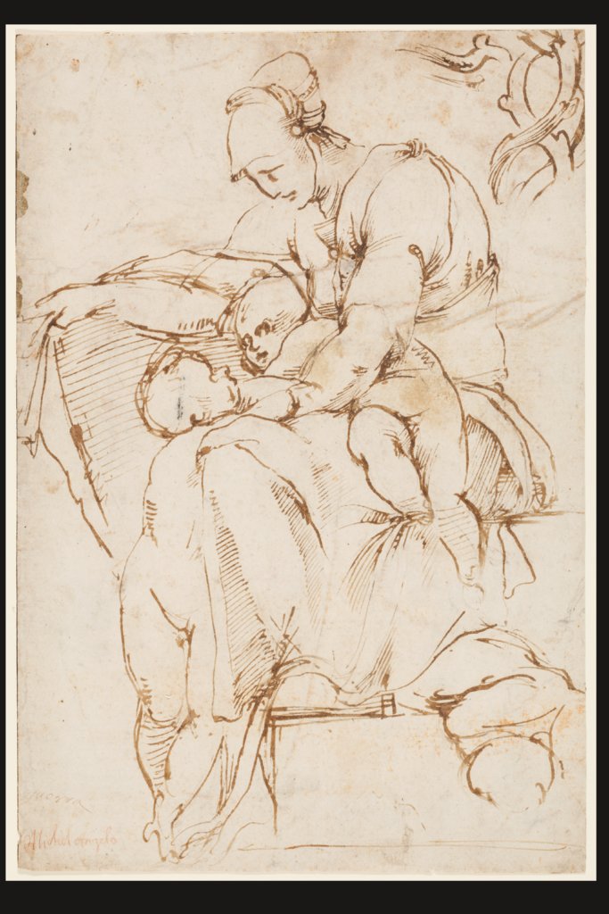Seated Woman with Children (Caritas); branches at top right, Rosso Fiorentino
