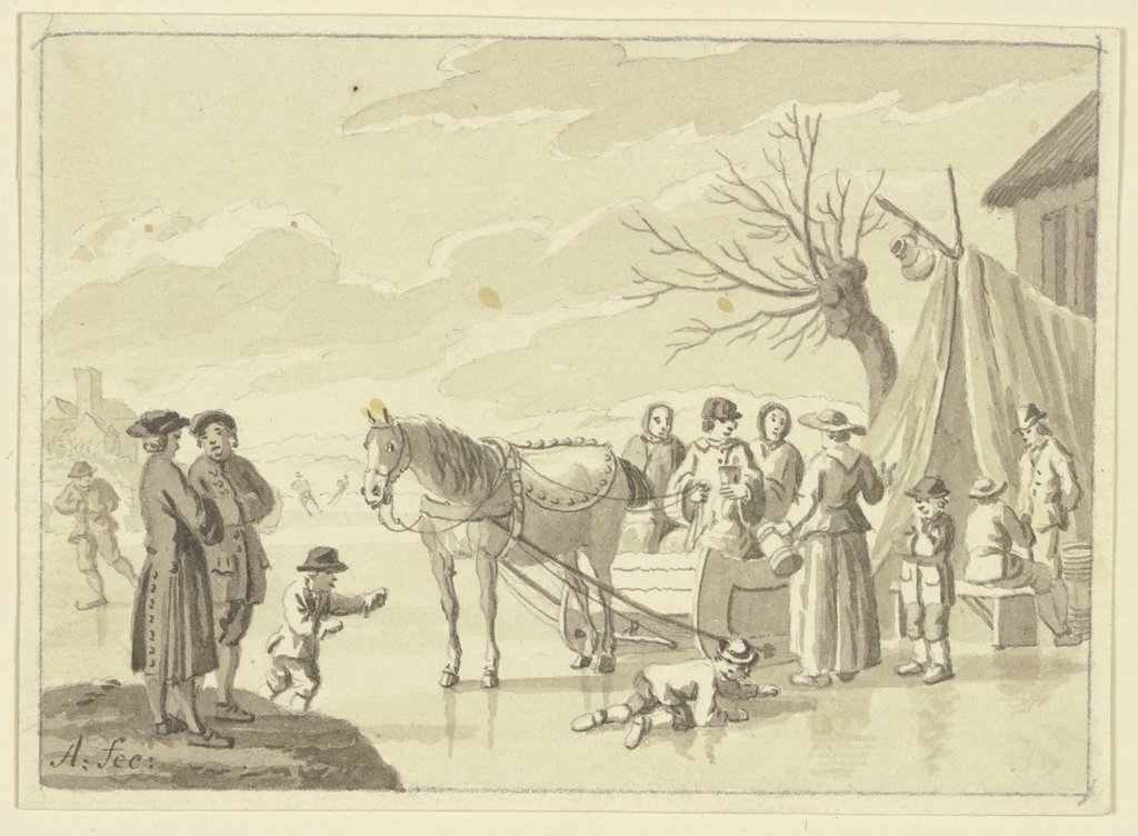 People on ice, Netherlandish, 18th century