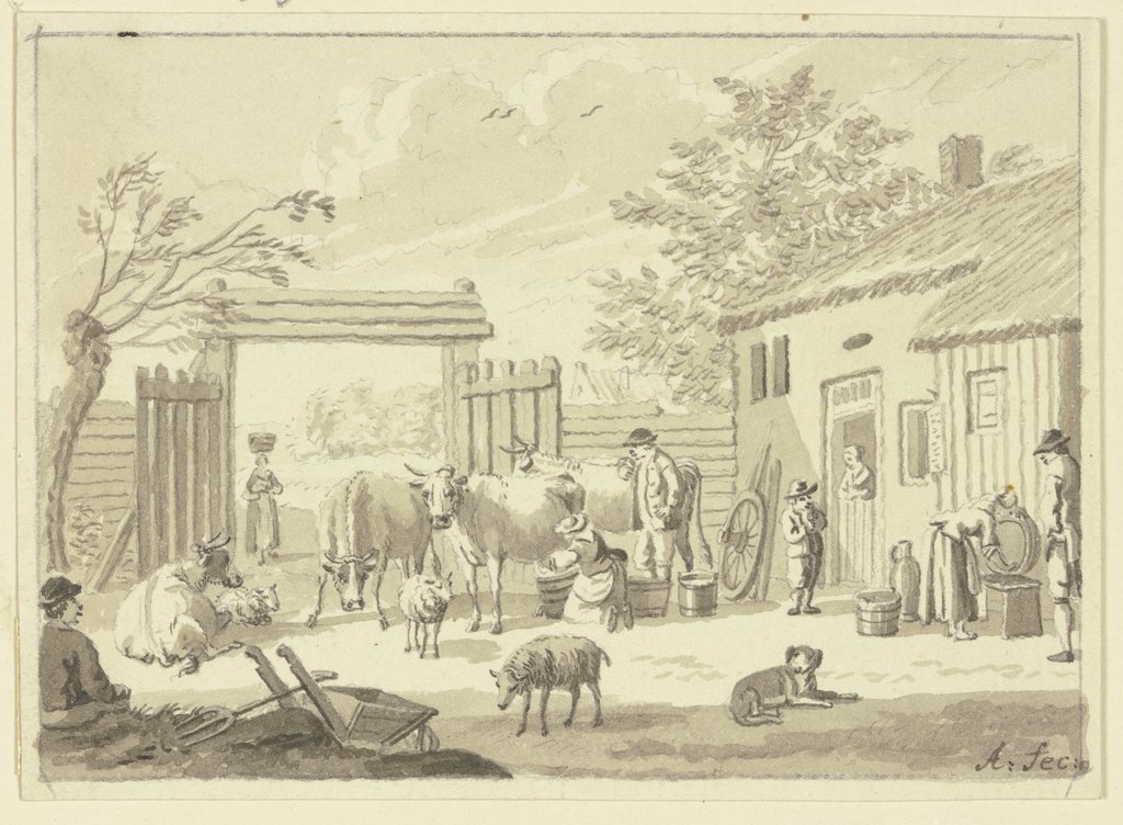 Leben auf dem Hof, Niederländisch, 18. Jahrhundert