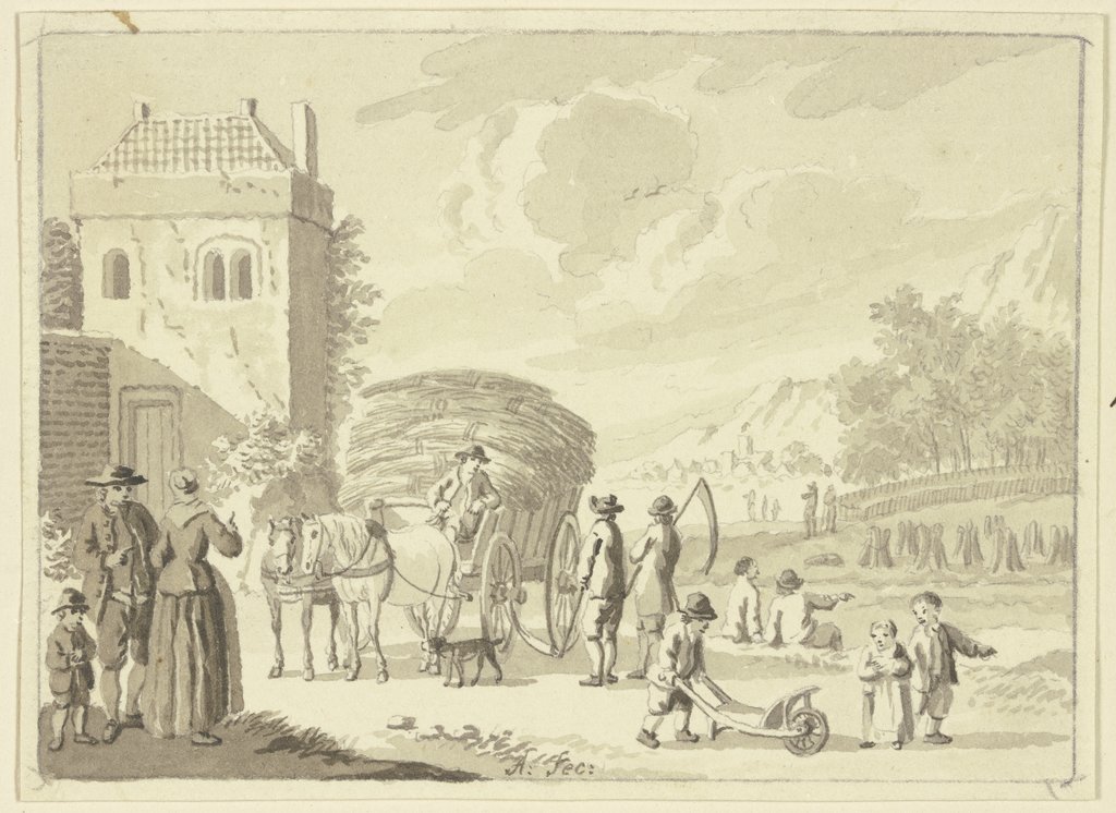 Grain harvest, Netherlandish, 18th century