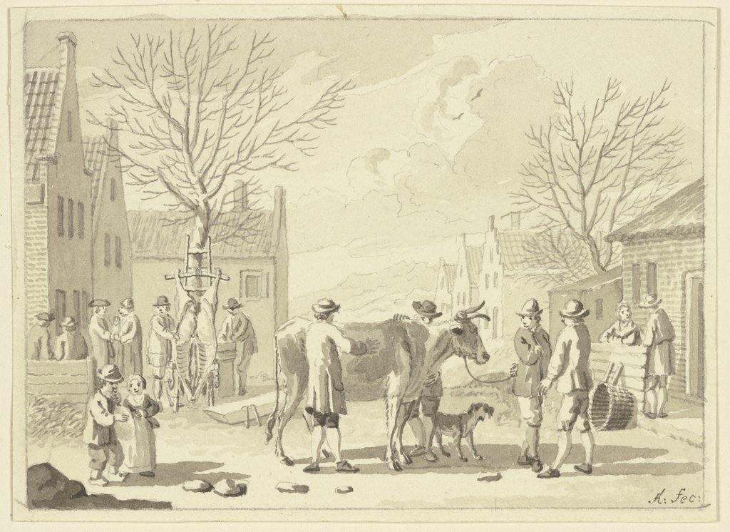 Ox market, Netherlandish, 18th century