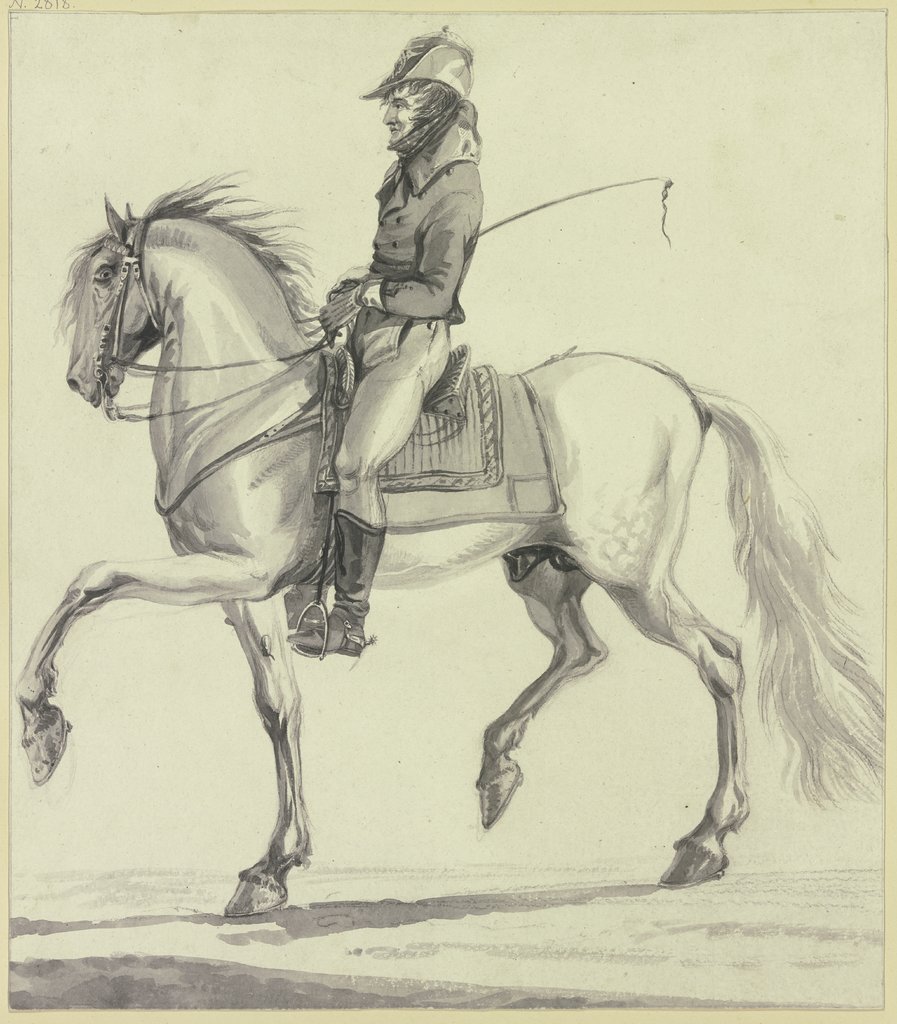 A whipper-in on horseback, Johannes Vinkeles