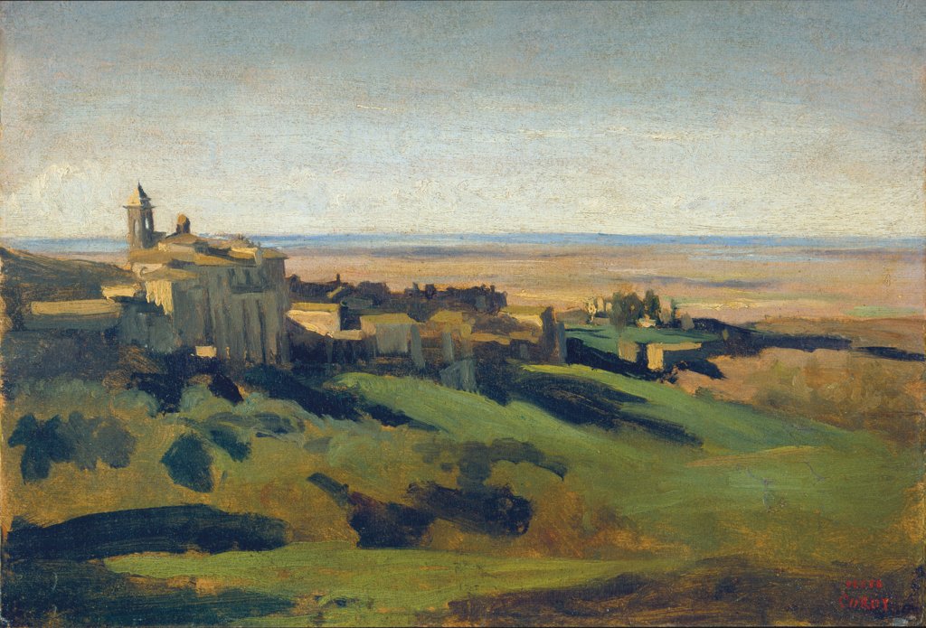 Blick auf Marino in den Albaner Bergen am frühen Morgen, Camille Corot