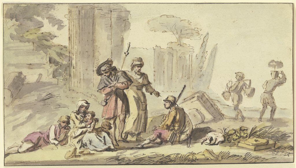 Resting pilgrims near ruins, Jean-Baptiste Lallemand