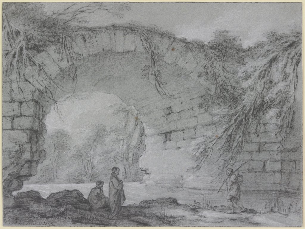Unter dem Bogen einer antiken Steinbrücke bei Tusculum, Jean-Baptiste Le Prince