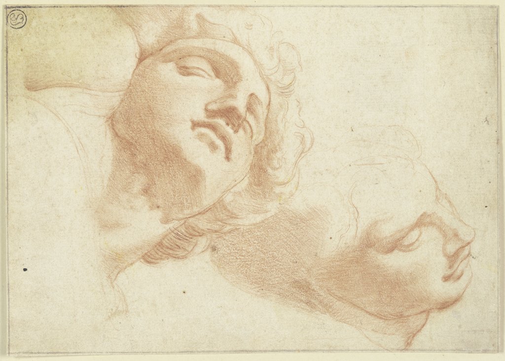 Two heads in view from below, Correggio;   ?