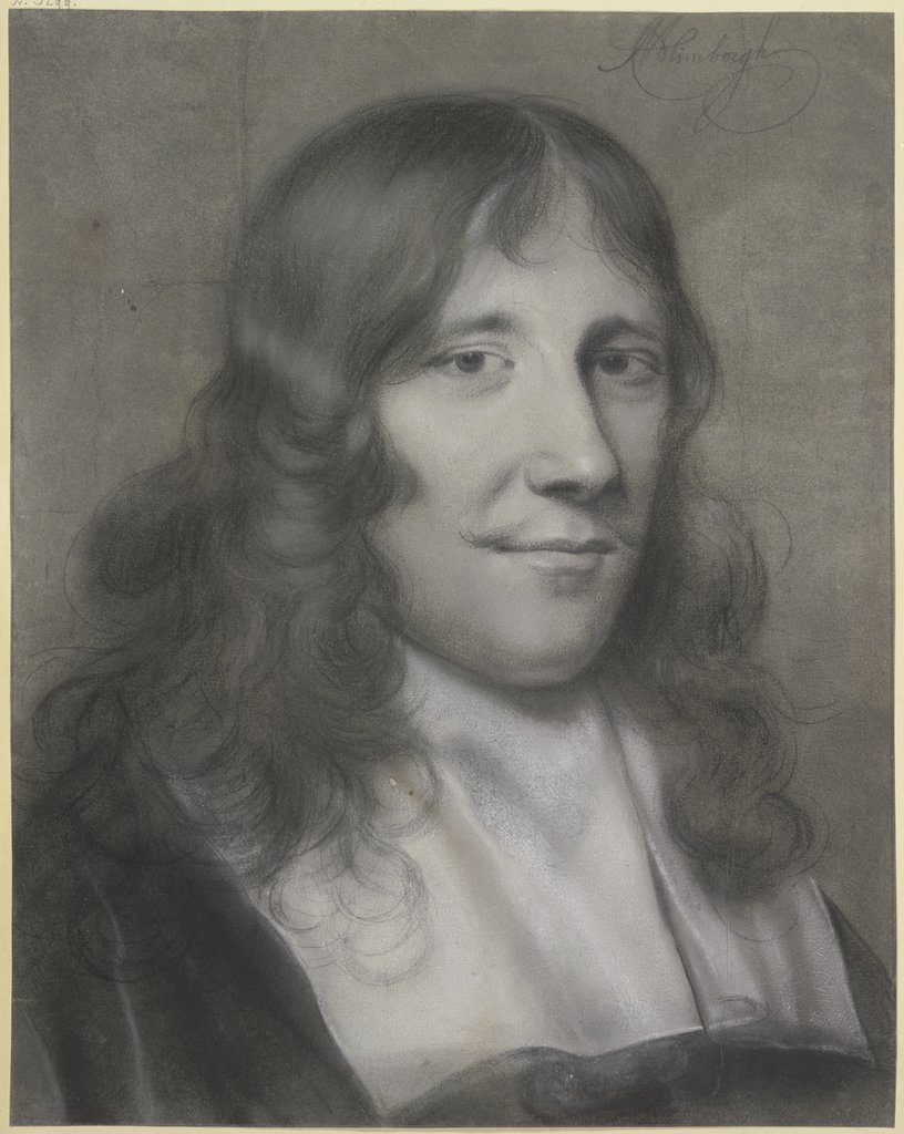 Brustbild eines jungen Mannes mit Schnurrbärtchen, langem Haar und weißem über die Brust hängendem Kragen, Hendrik van Limborch;   ?