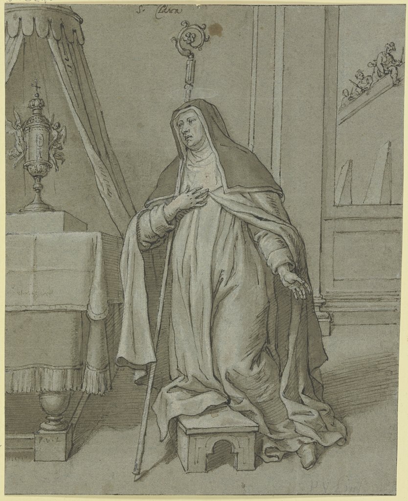 Die Heilige Klara von Assisi vor der Hostie kniend, Pieter van Lint