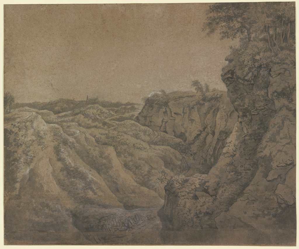 Landscape with a View of Bentheim Castle in the far Distance, Anthonie Waterloo