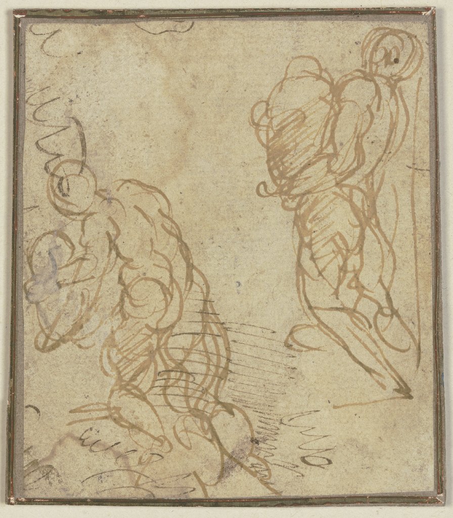 Zwei Aktfiguren in Rückenansicht, große Gefäße tragend, Jacopo Palma il Giovane