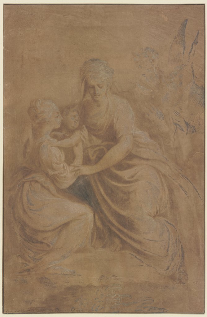 Maria mit dem Jesuskind und der Heiligen Margareta, dahinter die Heiligen Petronius und Hieronymus, zwischen ihnen ein Engel, Parmigianino;   ?