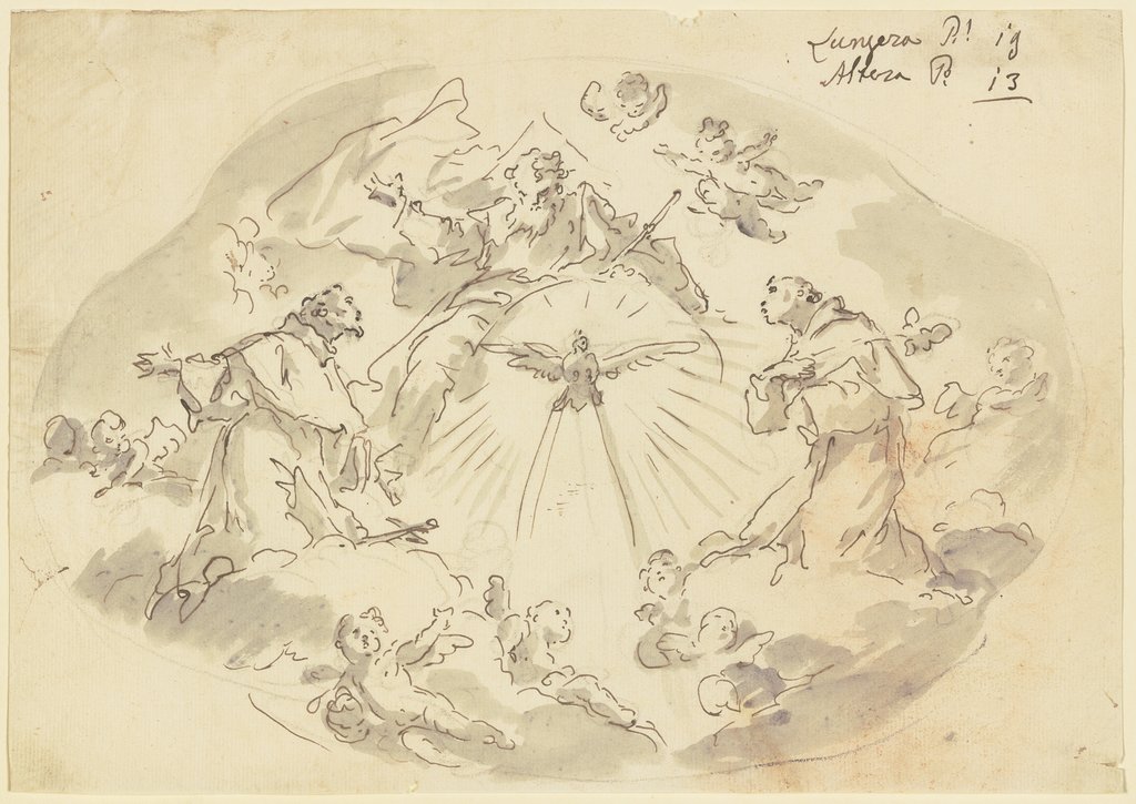Die Heiligen Franziskus und Antonius vor Gottvater, Gaspare Diziani