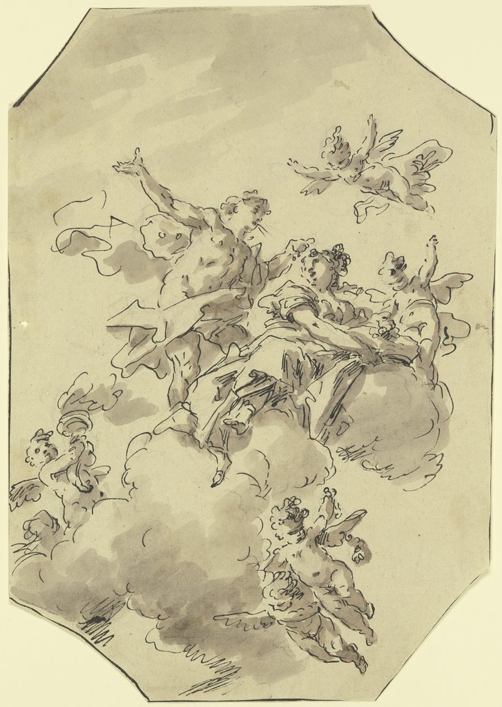 Allegorische Figurengruppe auf Wolken, Gaspare Diziani