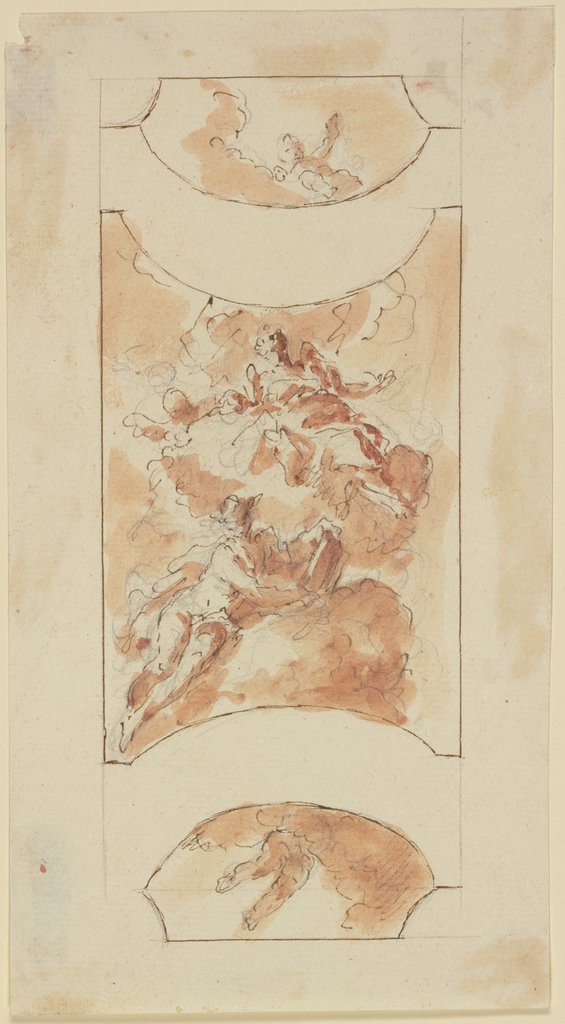 Allegorische Figurengruppe mit Putten auf Wolken, Gaspare Diziani