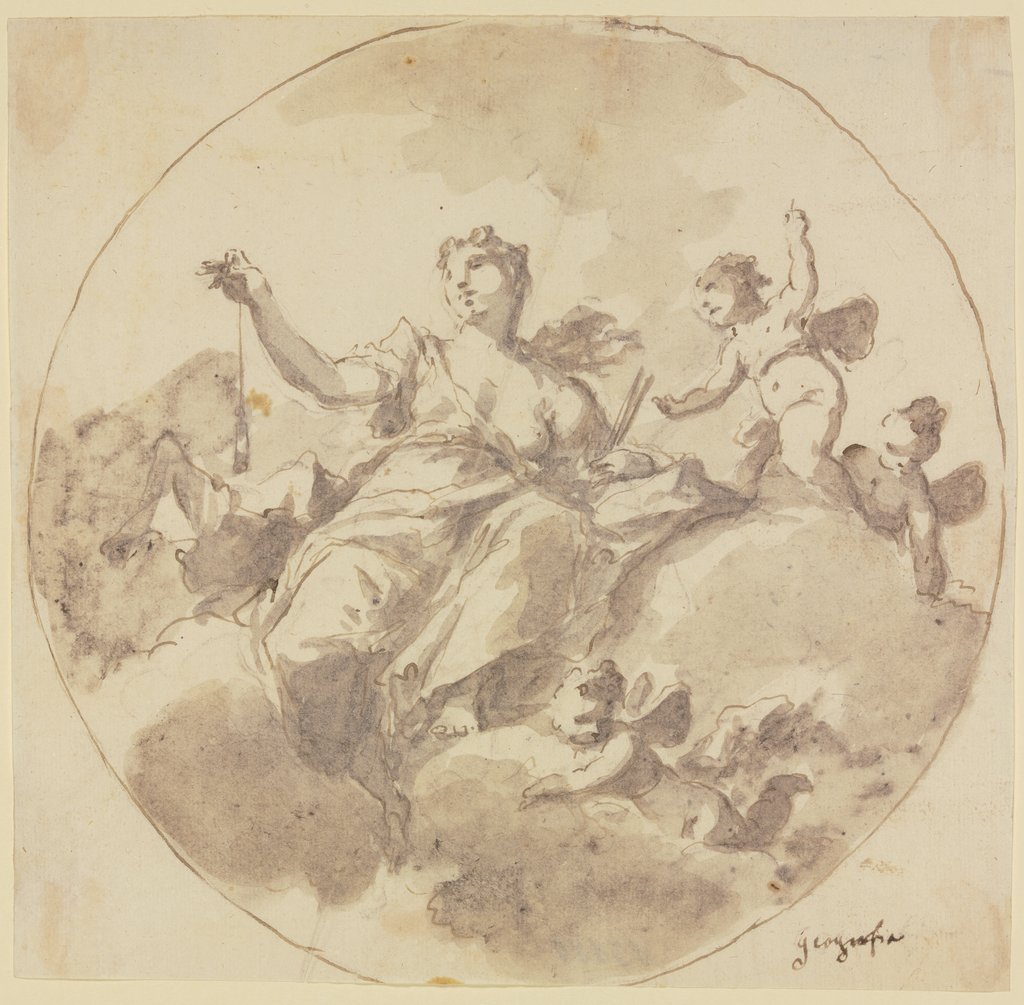 Allegorische Frauenfigur (Geographie) mit Putten auf Wolken, Gaspare Diziani;   ?