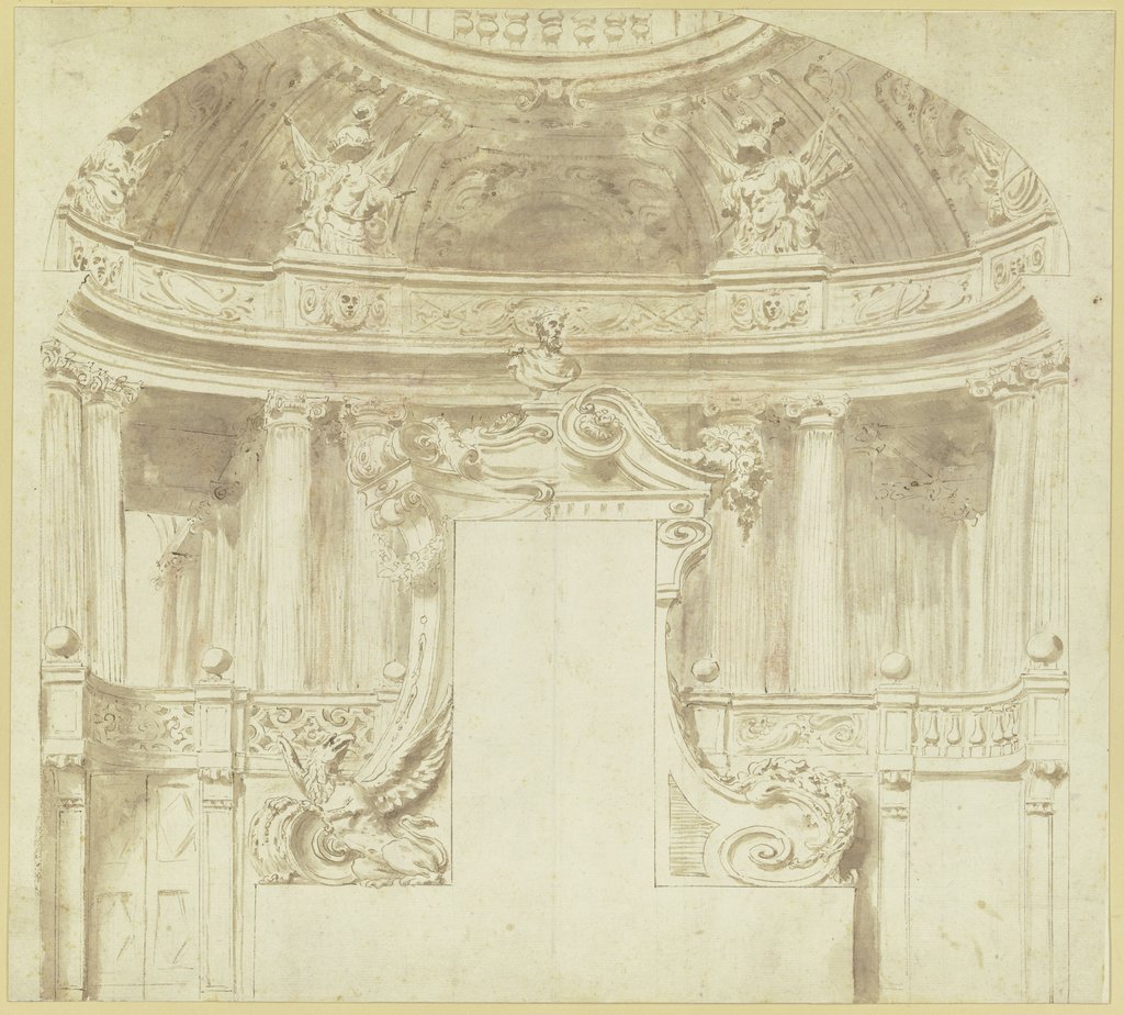 Entwurf zu einem Portal in einer Halle mit einer Kuppel, Stefano Orlandi