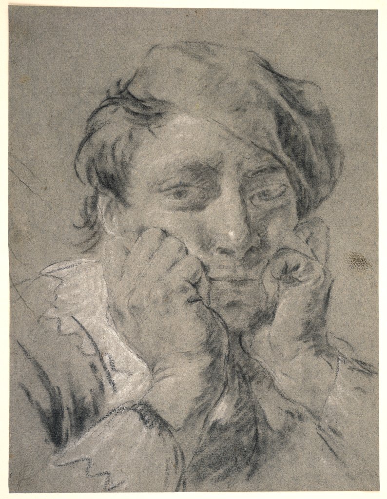 Junger Mann mit Barett, den Kopf auf die Hände gestützt, Giovanni Battista Piazzetta