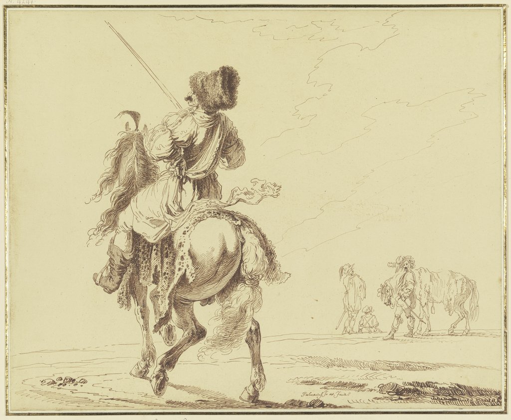 Ungarischer Reiter mit Pelzmütze und Ziegenfell, Pietro Palmieri d. Ä.