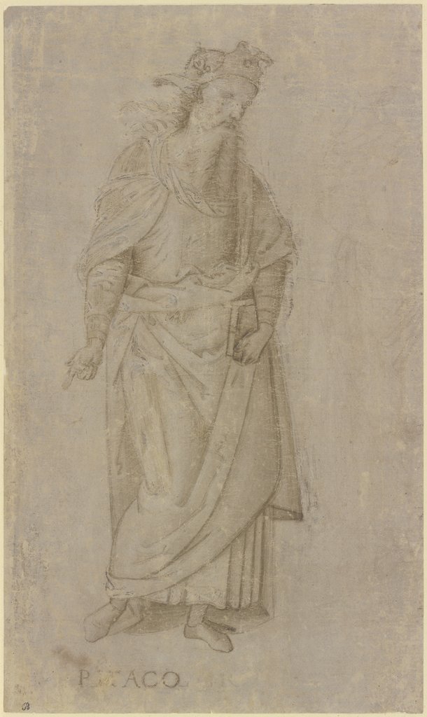 Stehender Mann in orientalischer Gelehrtentracht nach rechts (Pittakos von Mytilene als einer der Sieben Weisen), Pietro Perugino;   ?