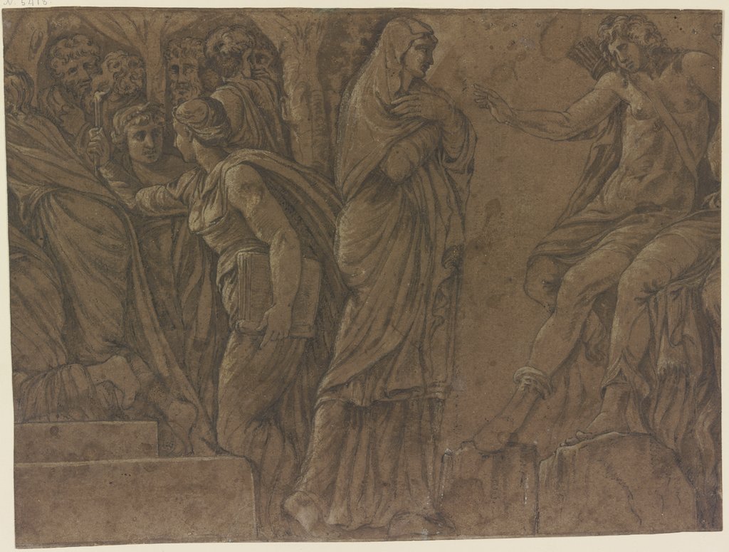 Diana bittet ihren Bruder Apollo, sie für den durch Niobe erlittenen Hohn  zu rächen, aus dem verlorenen Niobidenfries an der Fassade des Palazzo  Milesi in Rom - Digitale Sammlung