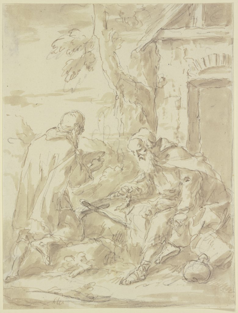 Two hermits, Venetian, 18th century