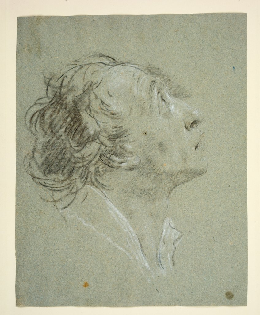 Kopf eines aufblickenden jungen Mannes, Giovanni Battista Piazzetta;  Umkreis, Giuseppe Angeli;   ?