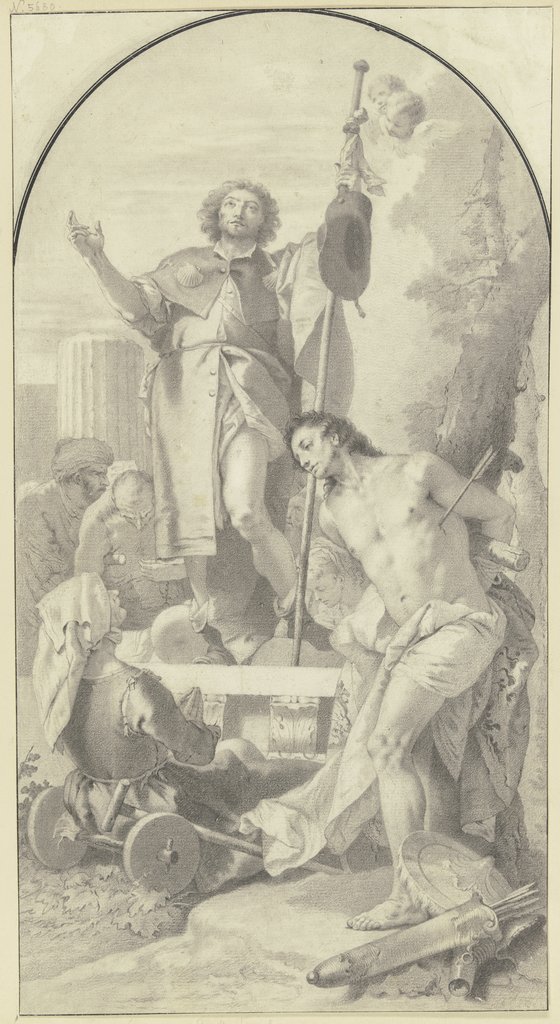 Die Heiligen Rochus und Sebastian, Unbekannt, 18. Jahrhundert, nach Giovanni Battista Tiepolo