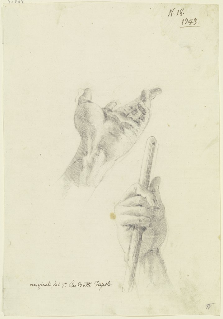 Zwei Hände, die eine mit Stab, Giovanni Battista Tiepolo;  Schule ?