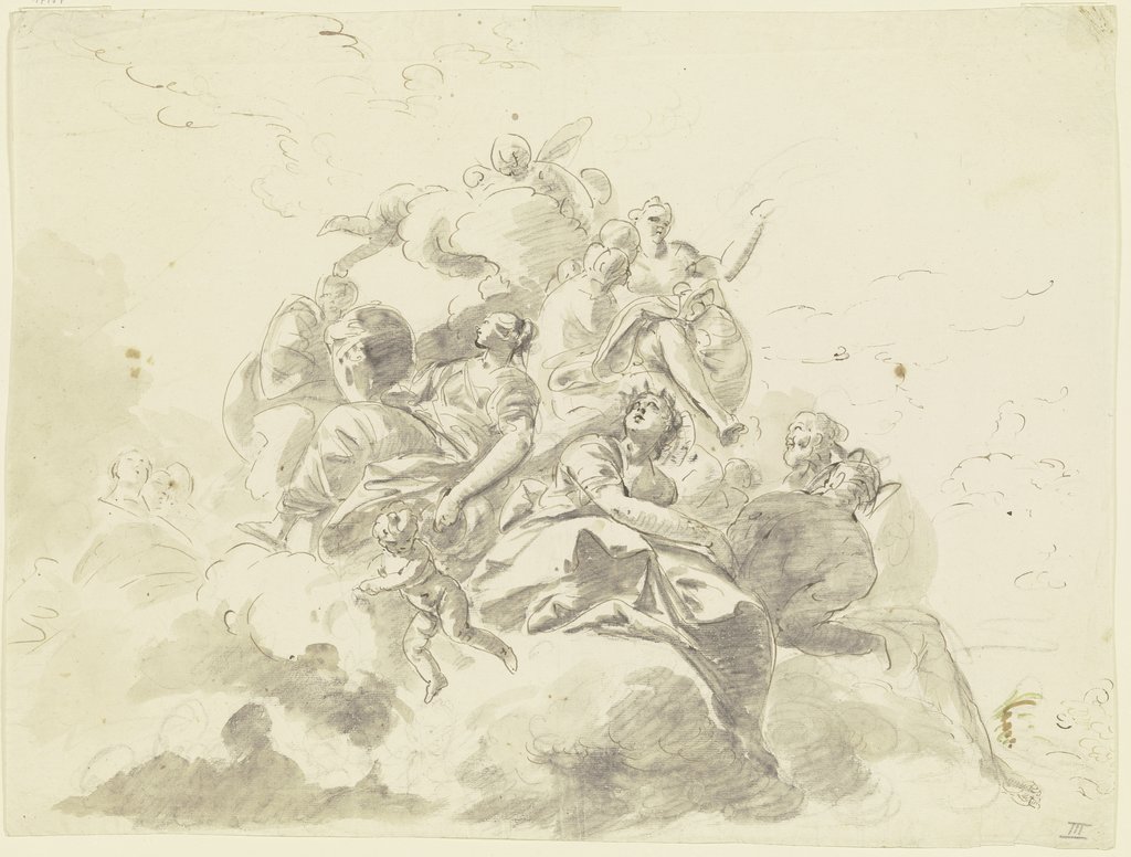 Ungedeutete Szene: Männer und Frauen in Wolken, Giovanni Battista Tiepolo;   ?