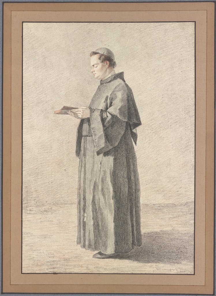 Ein junger Geistlicher im Profil nach links, in einem Buche lesend, Etienne Theaulon