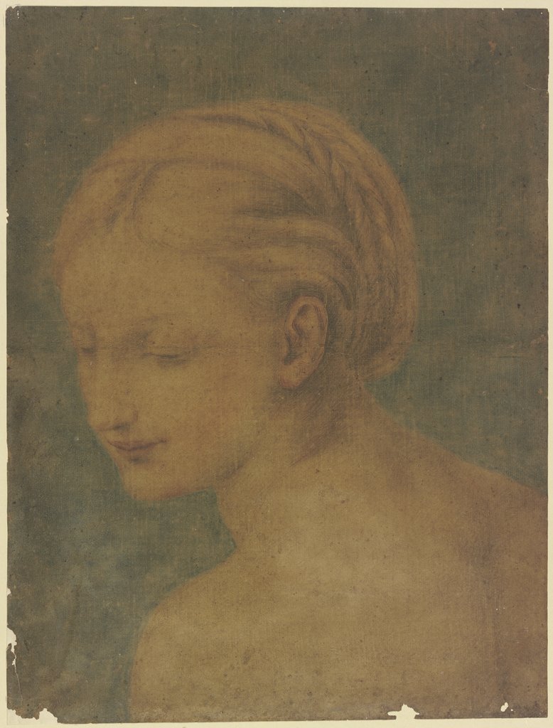 Weiblicher Kopf im Dreiviertelprofil nach links, Italienisch, 19. Jahrhundert, nach Raffael