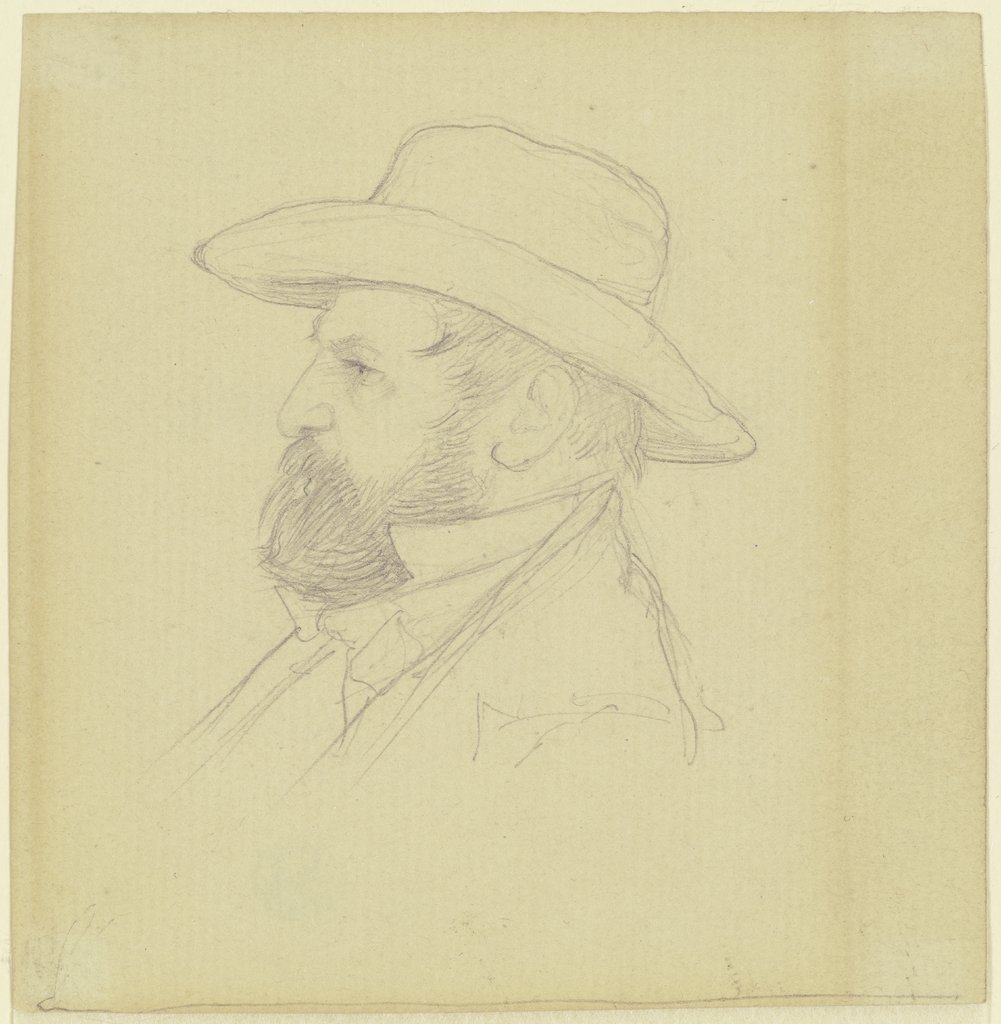 Bildnis eines Mannes mit Hut im Profil nach links, Johann Jakob Hoff