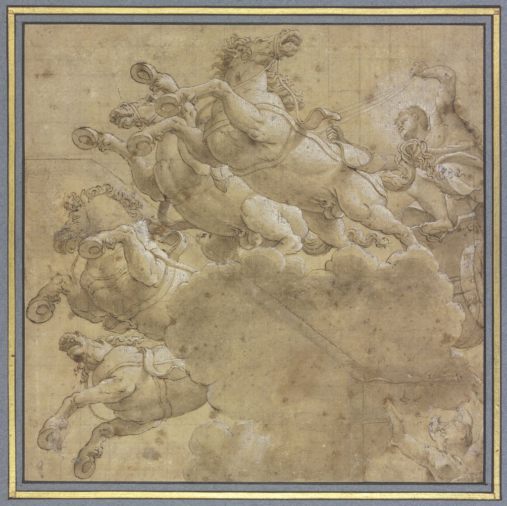 Apollo mit Rossegespann, gefolgt von Luna, in starker Unteransicht, Francesco Primaticcio