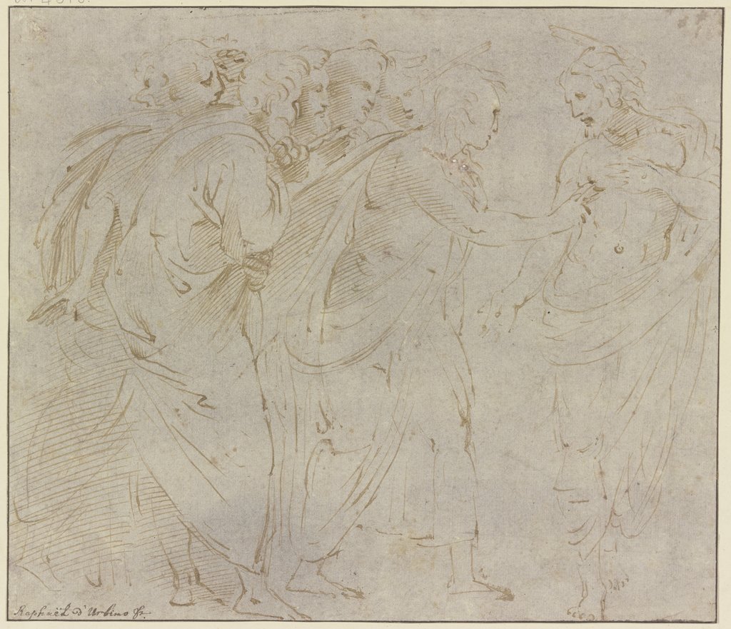 The unbelieving Thomas, Italian, 16th century, after Raphael