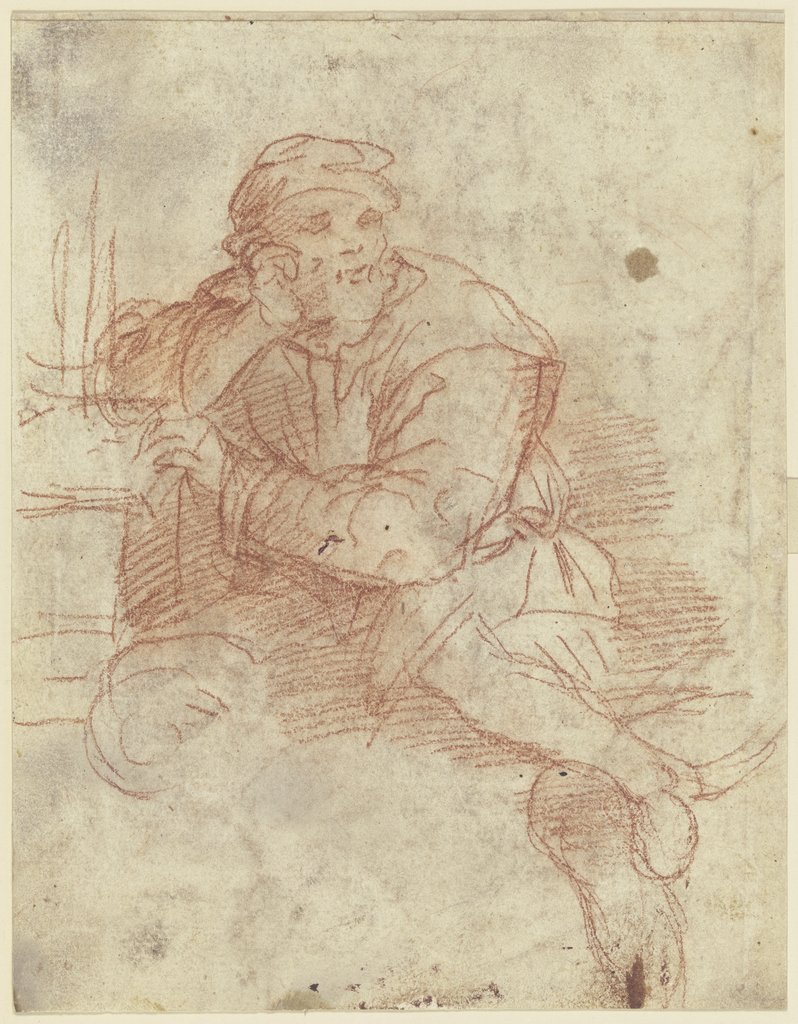 Sitzender Mann mit aufgestütztem Arme, Andrea del Sarto;   ?