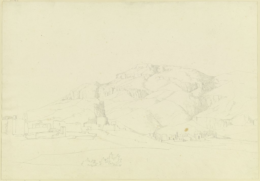 Ägyptische Berglandschaft mit vorgelagertem Dorf, Friedrich Maximilian Hessemer