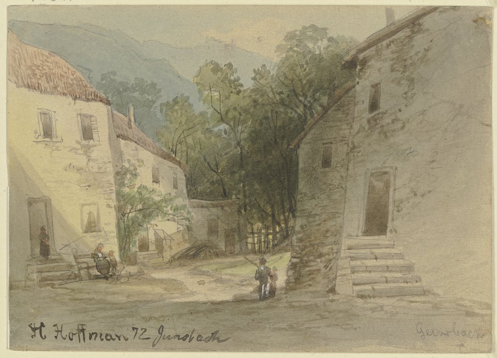 View of a village road, Heinrich Adolf Valentin Hoffmann