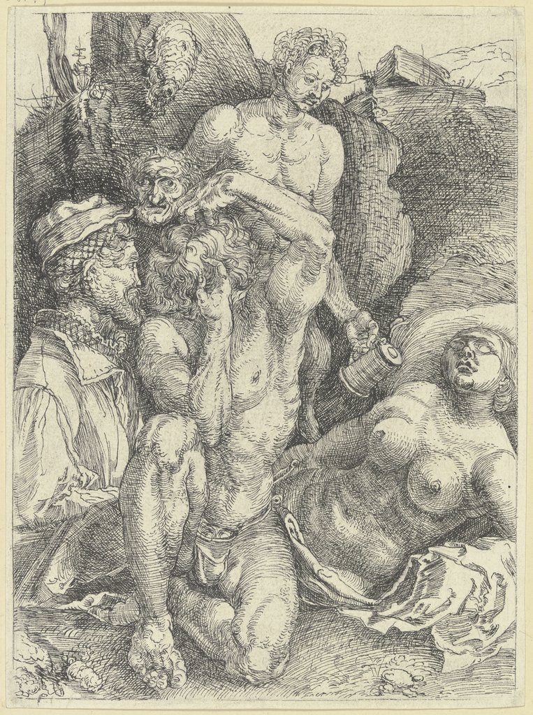 Studienblatt mit fünf Figuren ("Verzweifelnde"), Clemens Aloys Hohwiesner, nach Albrecht Dürer