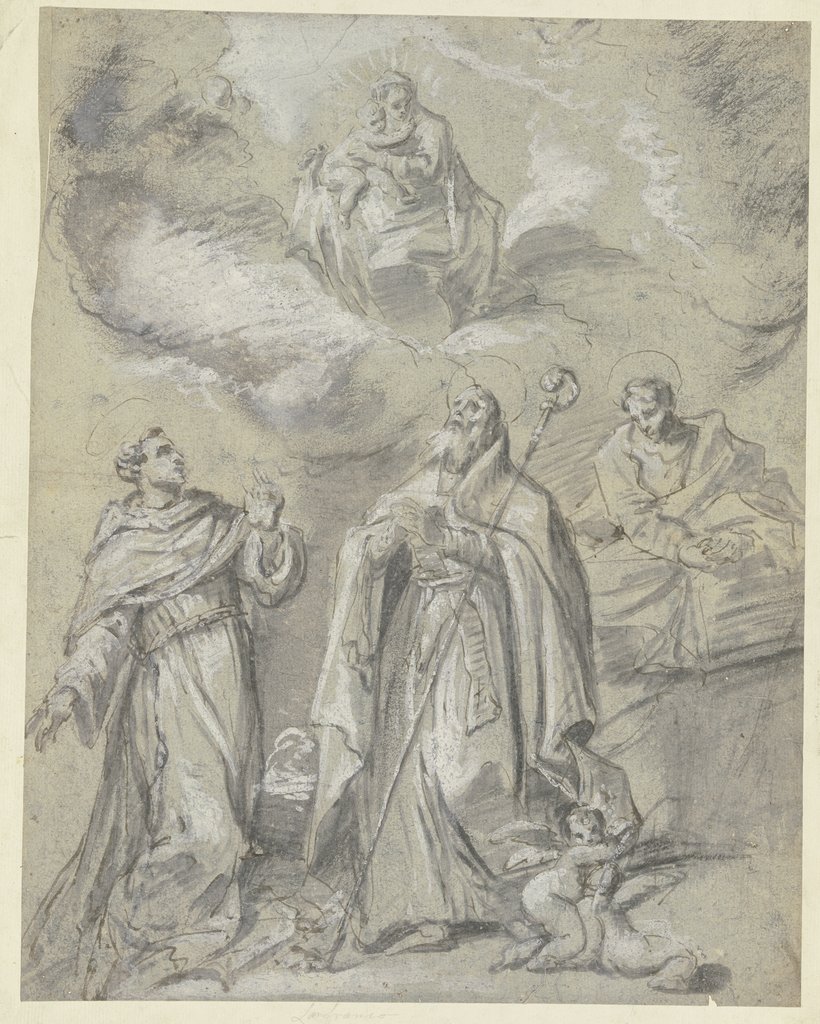 Die Madonna erscheint drei heiligen Männern, Giovanni Lanfranco;   ?