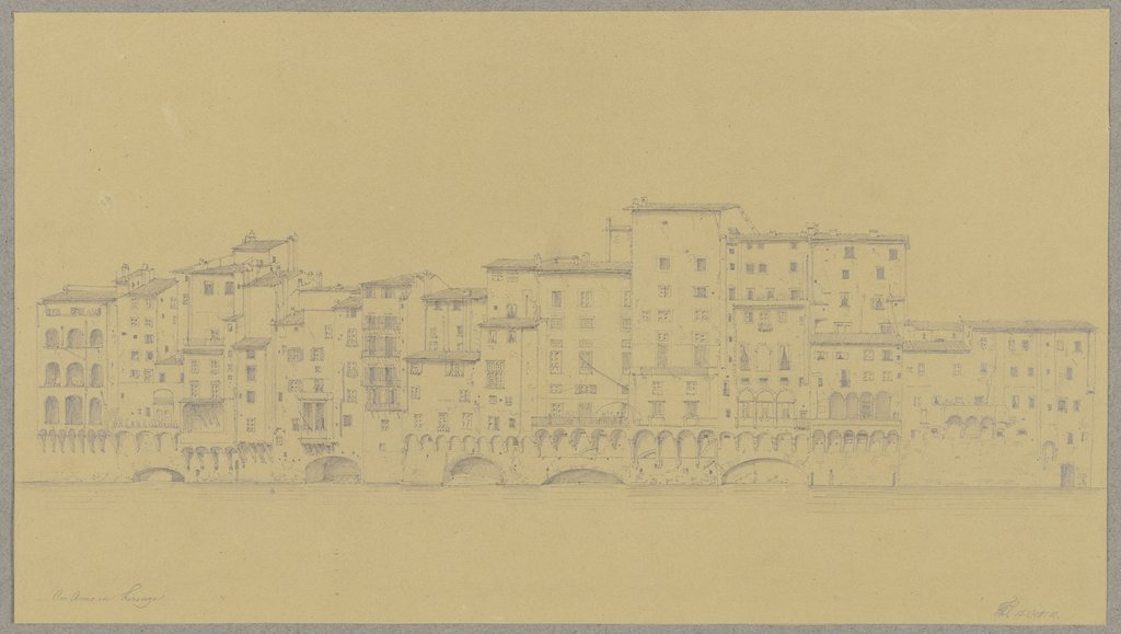 Häuserzeile am Ufer des Arno in Florenz, Friedrich Wilhelm Ludwig